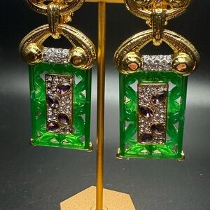 Catwalk Jon - Green and Gold jade look Earrings